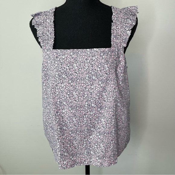 J Crew Smocked ruffle-shoulder tank top Size Medium - Picture 5 of 12